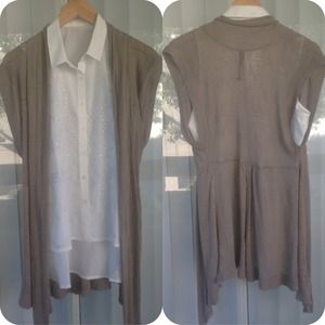 Gray Brown Open Hanging Cardi