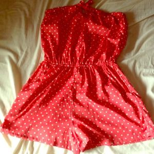 Cute red with off white hearts romper!!!