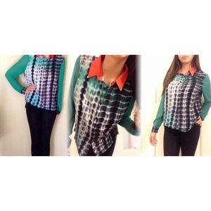 HP🎉NWT Eclectic Gold Tip Collar Buttondown