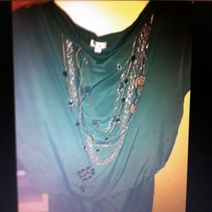 Silk dark green beaded short dress