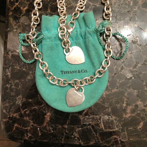 Auth. Tiffany & Co. Heart tag necklace & bracelet