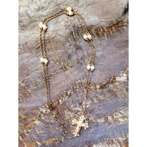 //HOLD// Pearl and Gold Rosary