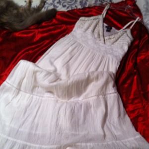 White Cotten summer dress macramé top