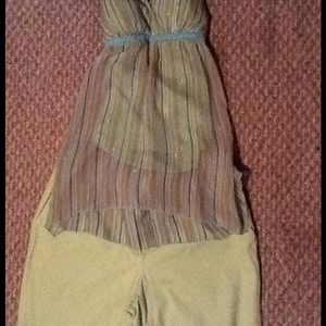 v neck strip green top