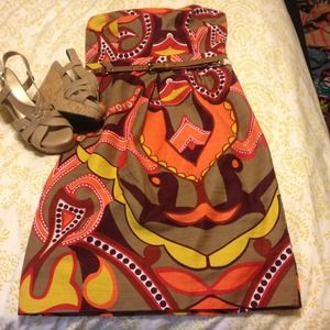 Strapless print dress