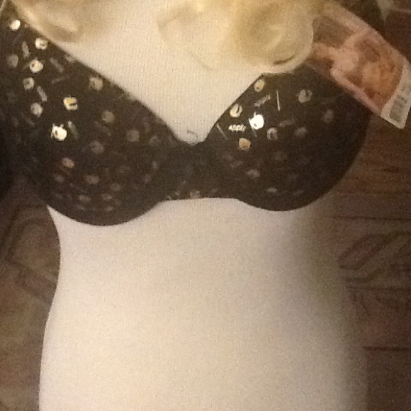 NWT Gorgeous Black and Gold Bra and panty set