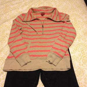 Half zip coral and tan jacket