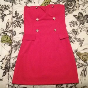 Hot pink dress with silver buttons