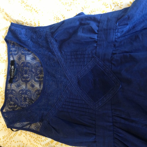 Royal blue lace back tank - Picture 3 of 4