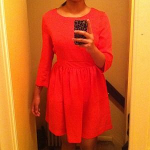 3/4 sleeve coral dress
