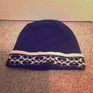 LOWERED PRICE! Coach Black & White Beanie Hat