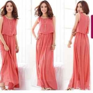 ⛔Sold Coral Chiffon Maxi.  New.