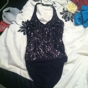 Halter black sequin jumper
