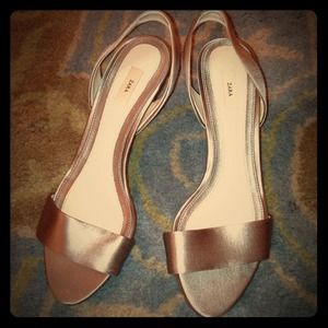 Reduced! 🔥 Brand New Shiny Satin Taupe Slingbacks