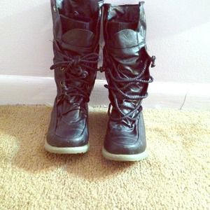 Black combat boots