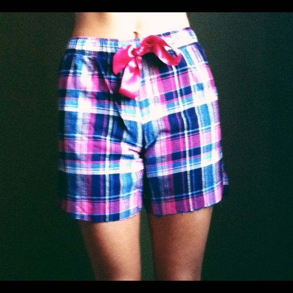 🎉FREE🎉High Waist Plaid Pink Pajama Short