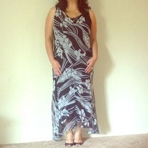 RESERVED FOR VANESSA B&W Floral Beaded Dress