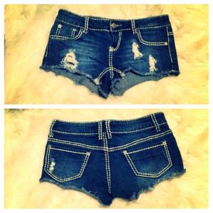 Adorable Dark Ripped Jean Shorts