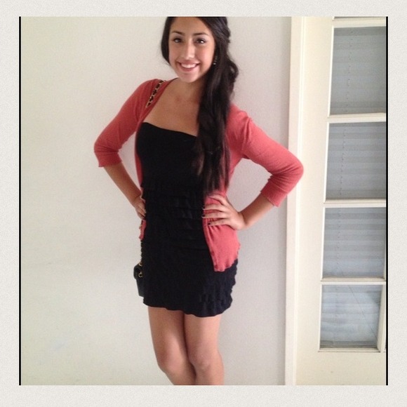 **SOLD**Bebe ruffled strapless dress in black