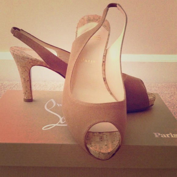 NEW!  Christian Louboutin Cork Peep Toe Shoes