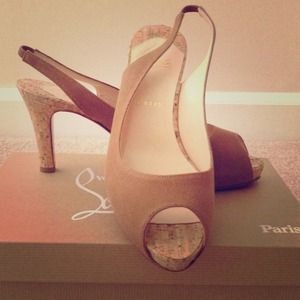 NEW! Christian Louboutin Cork Peep Toe Shoes