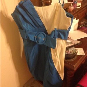 A blue and white dress