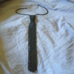 Beaded black neck tie necklace