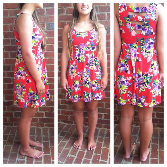 Pink/Red Floral Sun Dress