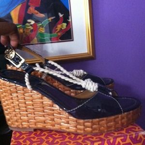 100%authenic.  Tori burch  leather  sailor wedge .