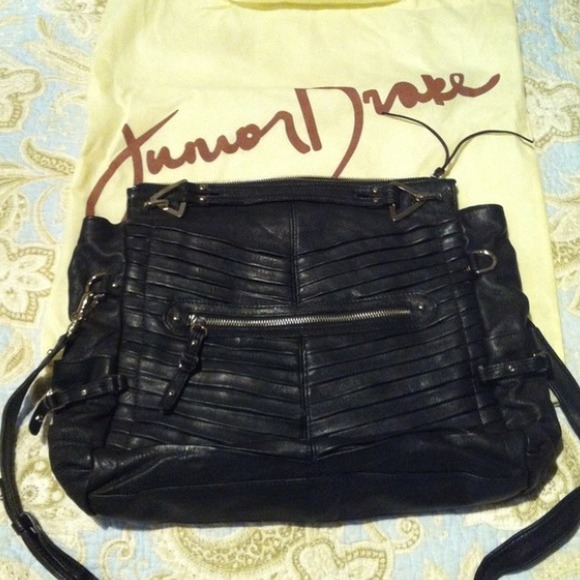 Black Junior Drake leather purse