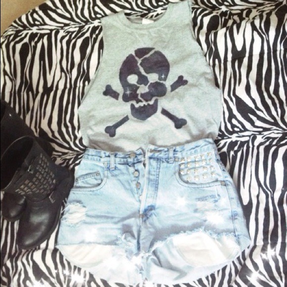 Galaxy scull cut off top💀💜