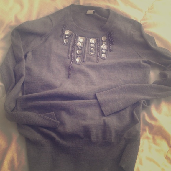 J. Crew Jewel Embellished Merino Wool Sweater