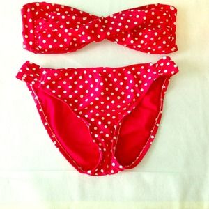 Red Polka Dot bikini Size Small top and Bottom