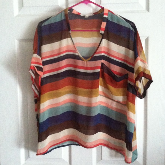 *Reduced* Sheer Flowy Striped Top