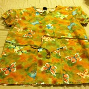 Butterfly scrub top