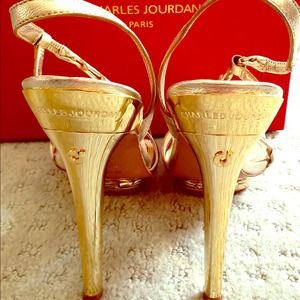 New! Charles Jourdan Paris Gold Stilettos