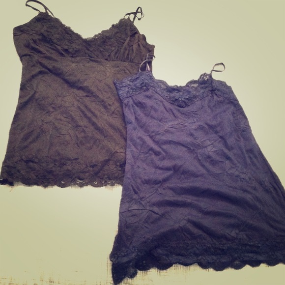 *SOLD* 2 lacy crinkle fabric tanks
