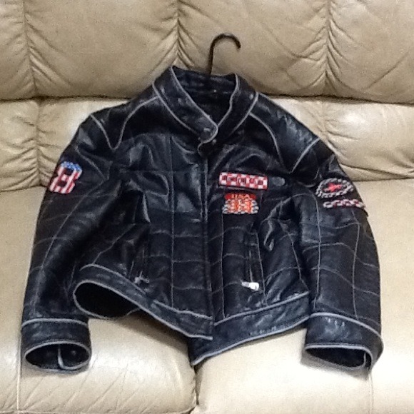 Leather biker coat Sz xl