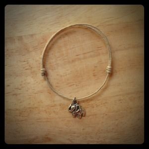 Adjustable Elephant Charm Natural Hemp Bracelet