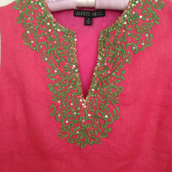 🎉Sold🎉HP Pink Linen & Green Sequin 6-8 - Picture 2 of 4