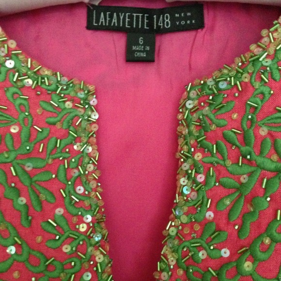 🎉Sold🎉HP Pink Linen & Green Sequin 6-8 - Picture 3 of 4