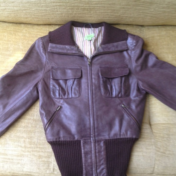 Leather bomber jacket