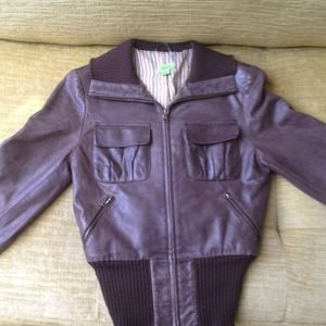 Leather bomber jacket