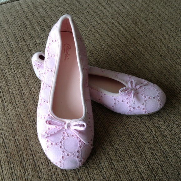 Pink eyelet ballet flats