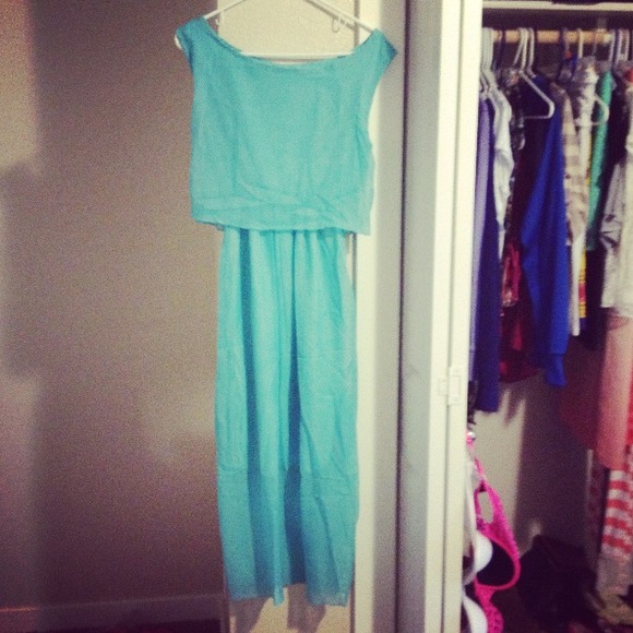 Aqua blue, parted back, Maxi Dress