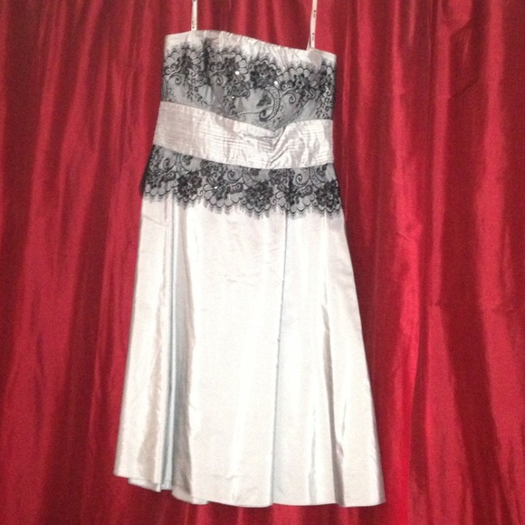 Silver with black lace Tadashi dress size 8