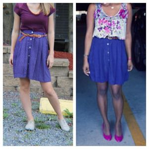 🚫BUNDLED🚫Purple +pink skeleton key pleated skirt