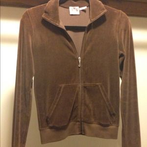 Medium Brown Hoodless Juicy Velour Track Jacket