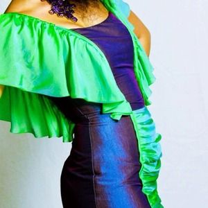 Sea green and blue cocktail dress