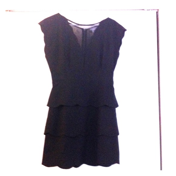 Black scalloped mini dress